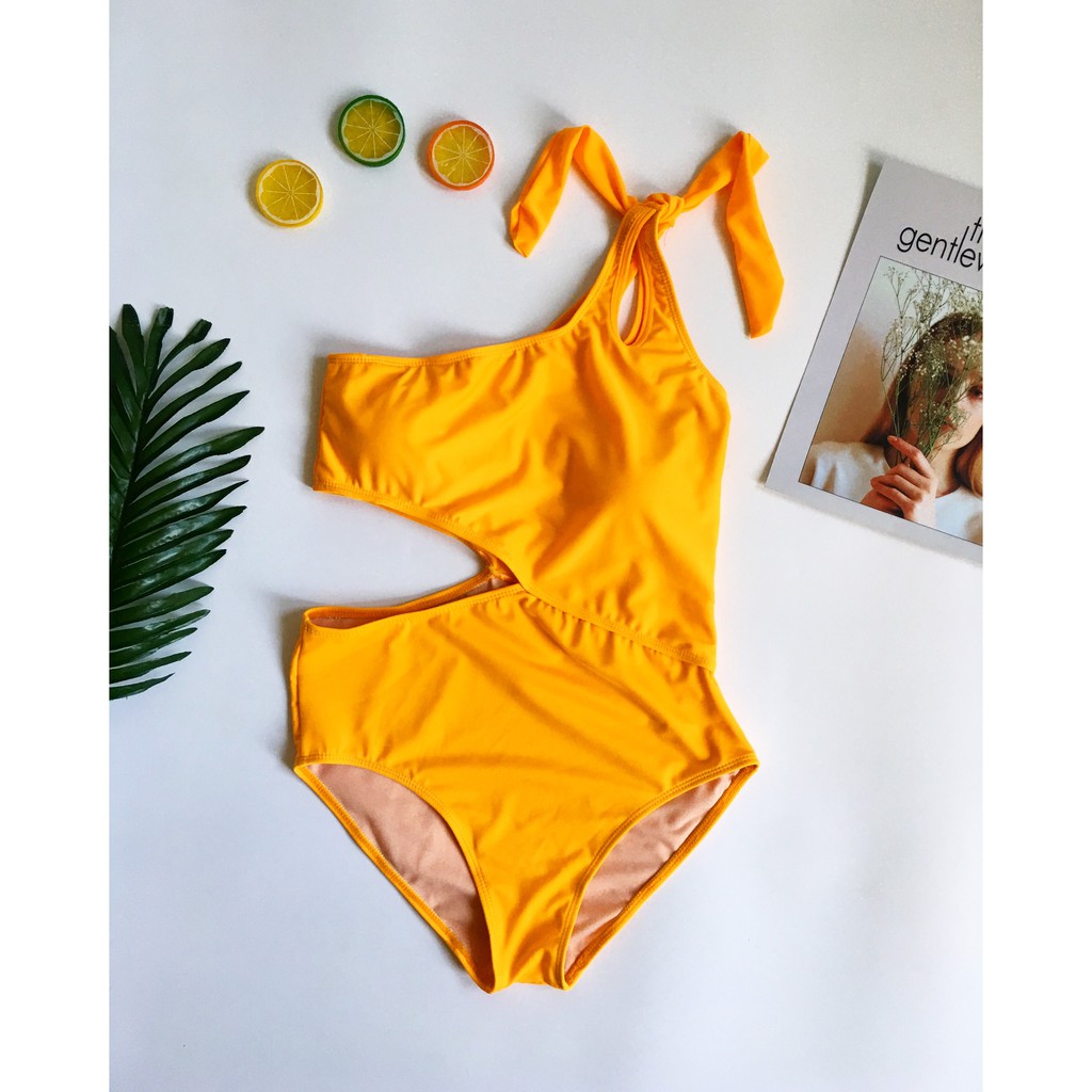 Bikini lệch vai vàng đồng