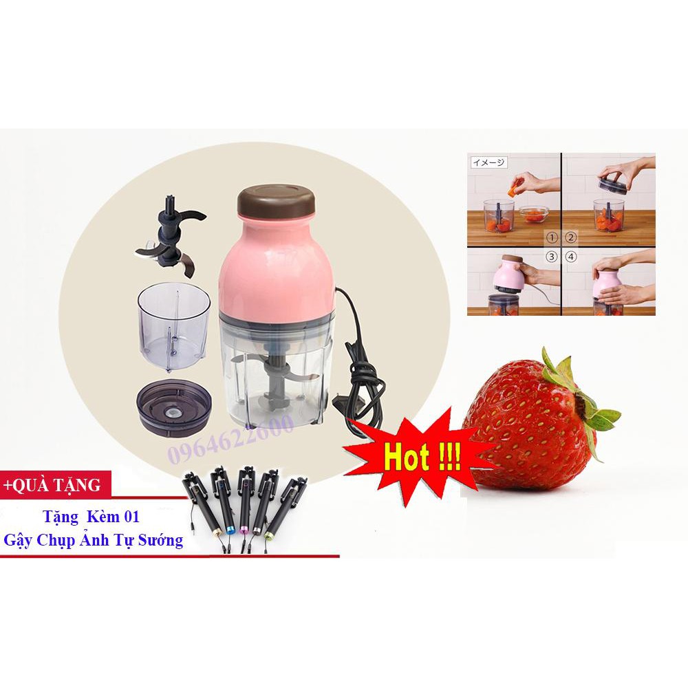 Máy xay sinh tố 2 tầng lưỡi OSAKA, Máy xay đa năng Nhật Bản ( Loại - 1 cao cấp - tặng kèm cây tự sướng )