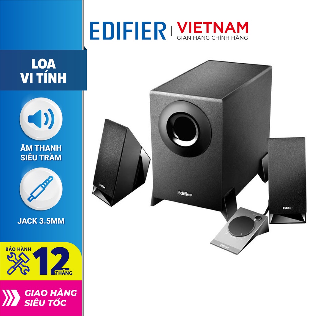 Bộ loa 2.1 vi tính EDIFIER M1360 Có bảng điều khiên rời - Âm thanh sắc nét - Vỏ gỗ MDF chống dội âm - Hàng chính hãng