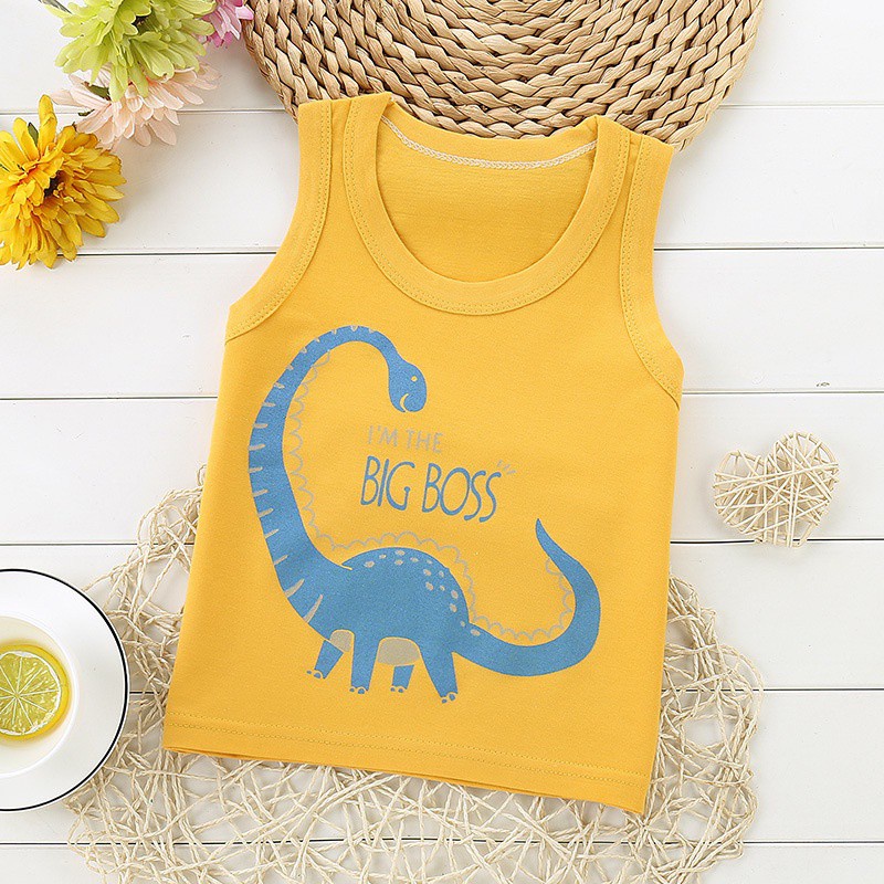 Áo khoác sát nách vải cotton mềm thoáng khí in họa tiết hoạt hình phong cách Hàn Quốc cho bé