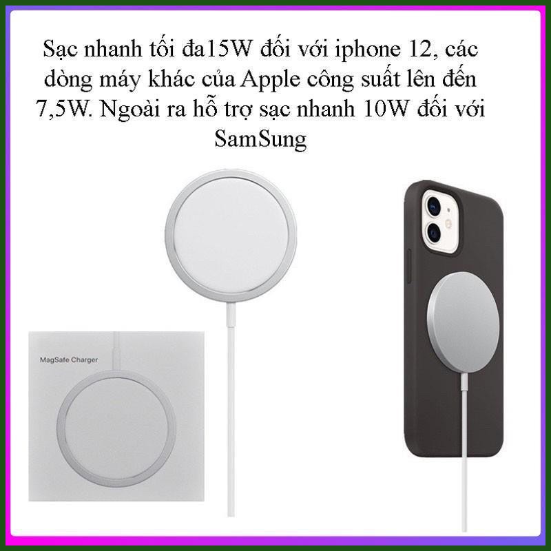 [Mã 267ELSALE hoàn 7% đơn 300K] Sạc không dây Apple MagSafe cho iPhone 12 và các dòng máy hỗ trợ sạc không dây chuẩn Qi