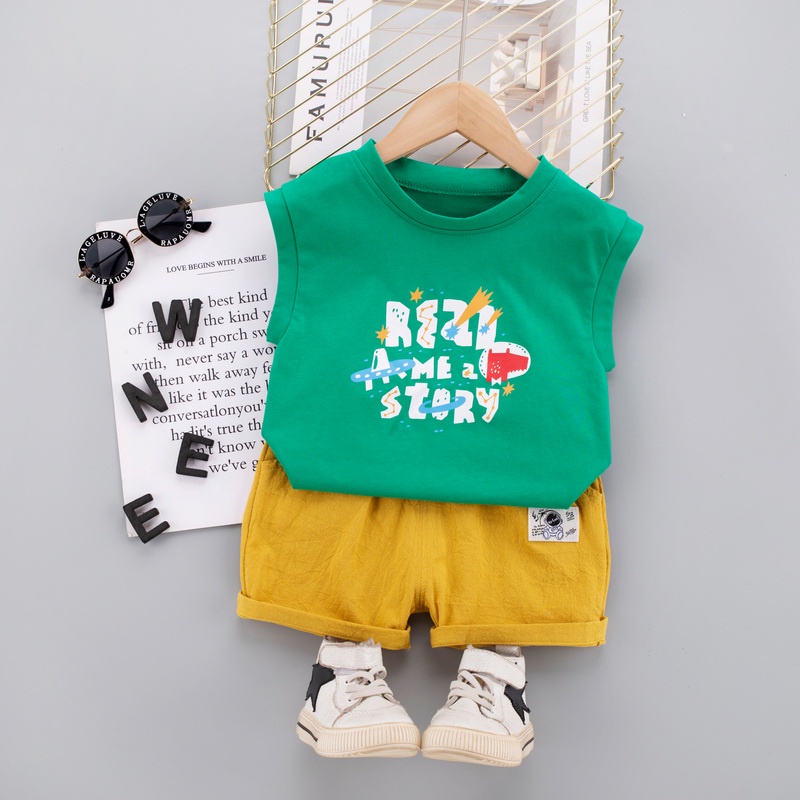 Bộ Trang Phục 2 Mảnh Áo Thun Cotton Và Quần Đùi Họa Tiết Hoạt Hình Thời Trang Mùa Hè Dành Cho Bé Trai Gái 2022