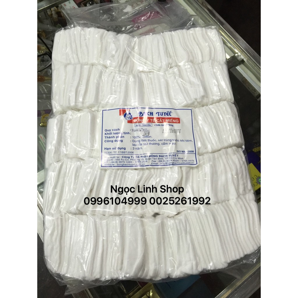 Bông bạch tuyết y tế lau xăm cắt sẵn 7x7 (gói 0,5kg)