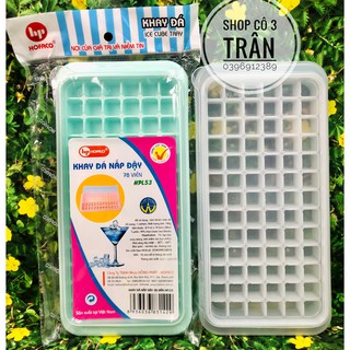 Khay làm đá 78 viên có nắp đậy HPL53 - Khuôn làm topping an toàn, tiện lợi HOFACO