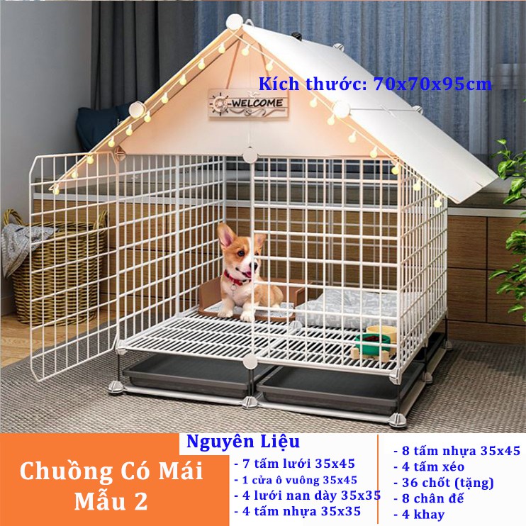 [FREESHIP ❤️] Tấm Ghép Lồng Quây, Chuồng Quây Cho Thú Cưng Chó Mèo - Mẫu Chuồng Thú Cưng Có Mái Che -Tặng Kèm Chốt