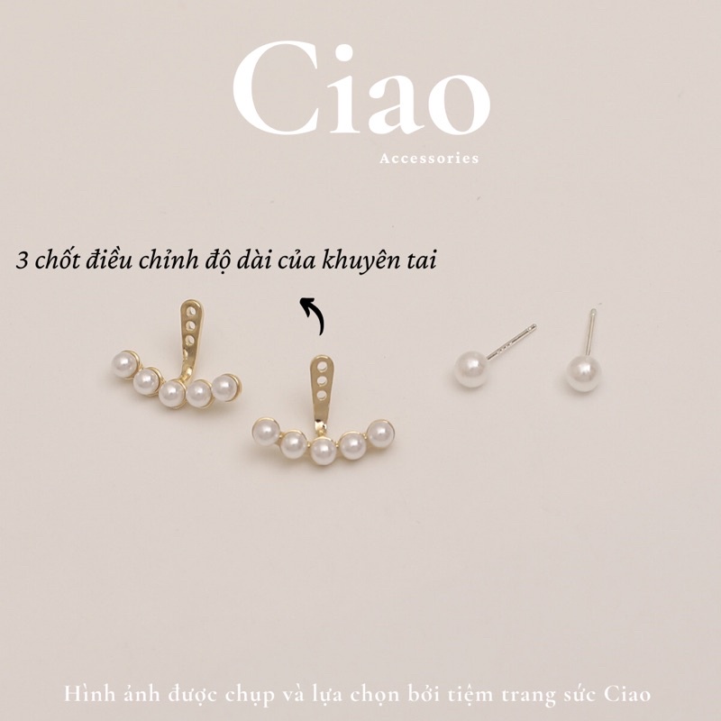 [HOẢ TỐC 1H] Khuyên tai/ Bông tai dáng dài mạ bạc S925 thiết kế chuỗi hạt trai Ciao accessories