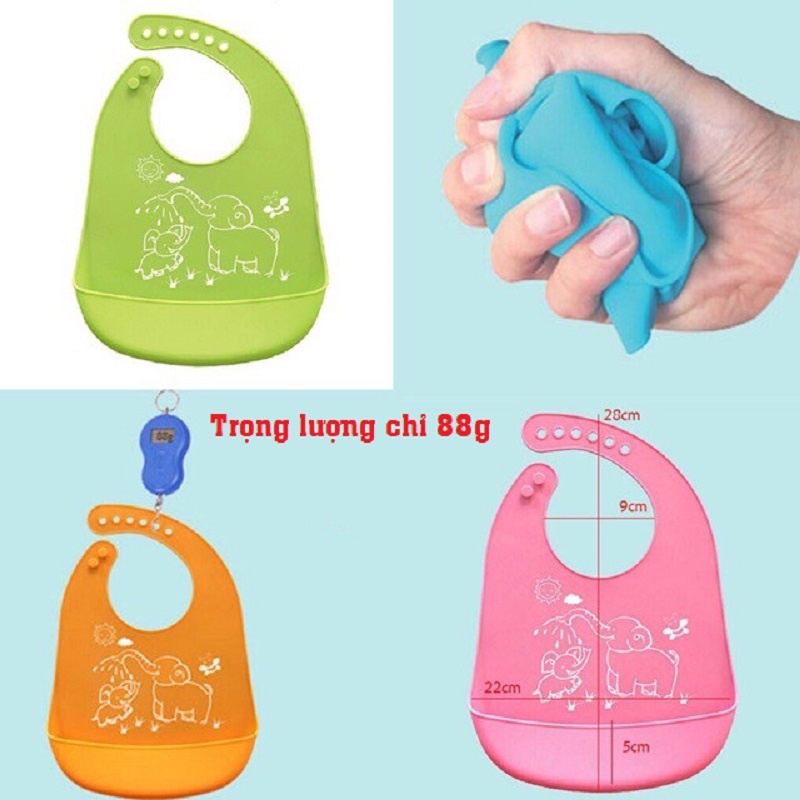 Yếm Máng Ăn Dặm Silicon Cho Bé Chống Rơi Vãi Thức Ăn Khi Bé Tập Ăn