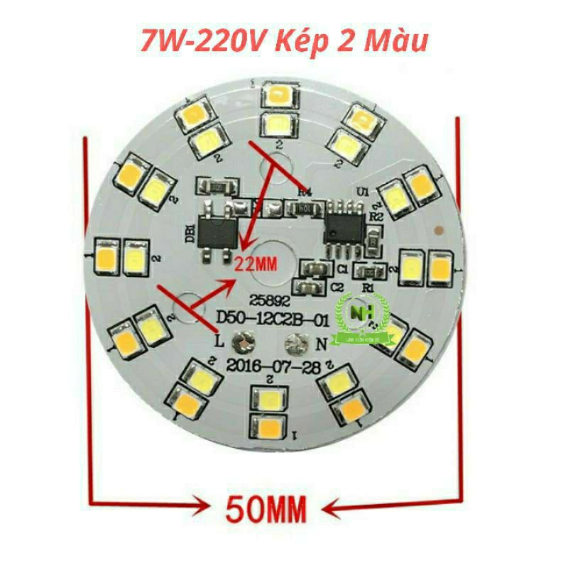 Nhân Led Mắt Led vỉ tròn 5W-7W/220V 3 Mầu Điện 220VAC