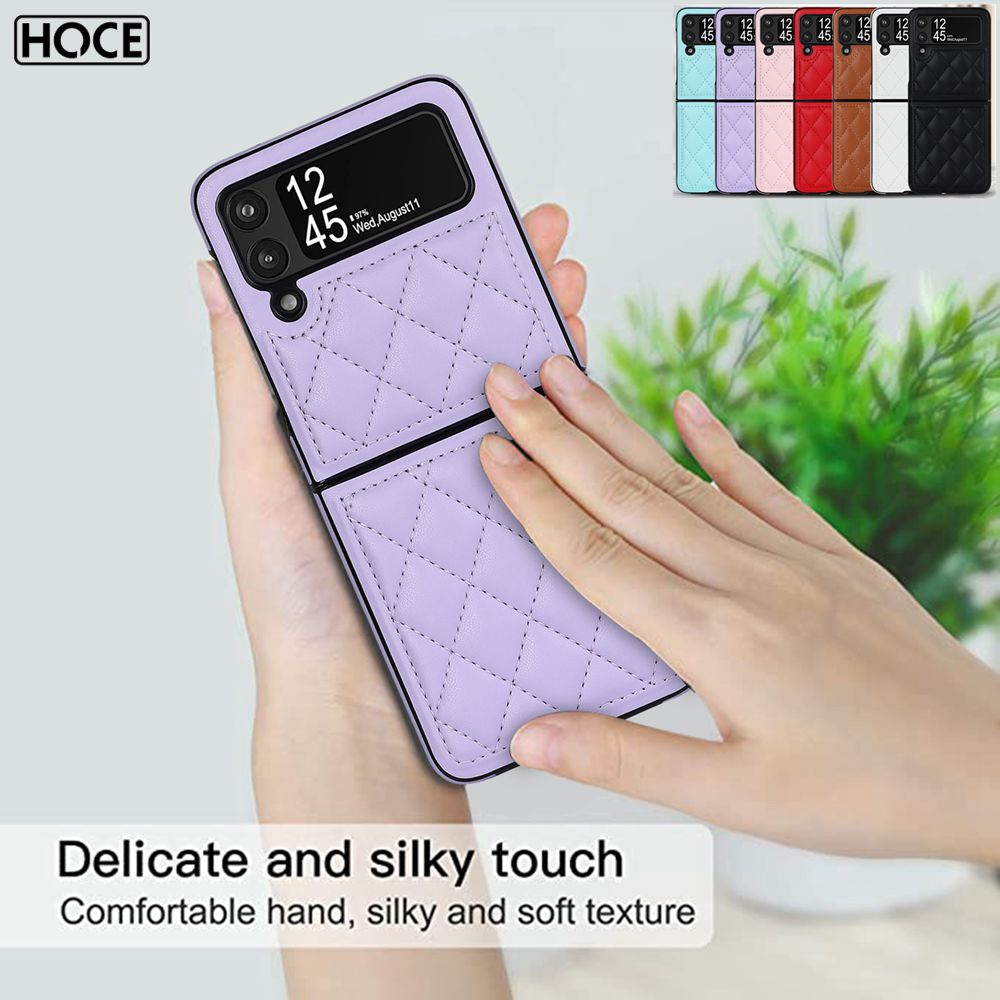 Bao Da Điện Thoại pu Chống Sốc Màu Trơn Cho samsung galaxy z flip 3 z flip 4 5g zflip5 zflip4 Ốp