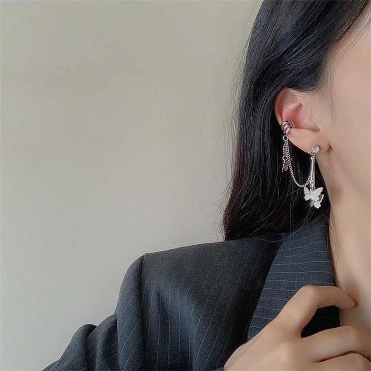 Bông tai dài mặt hình bướm tua rua phong cách Hàn Quốc ngọt ngào thời trang