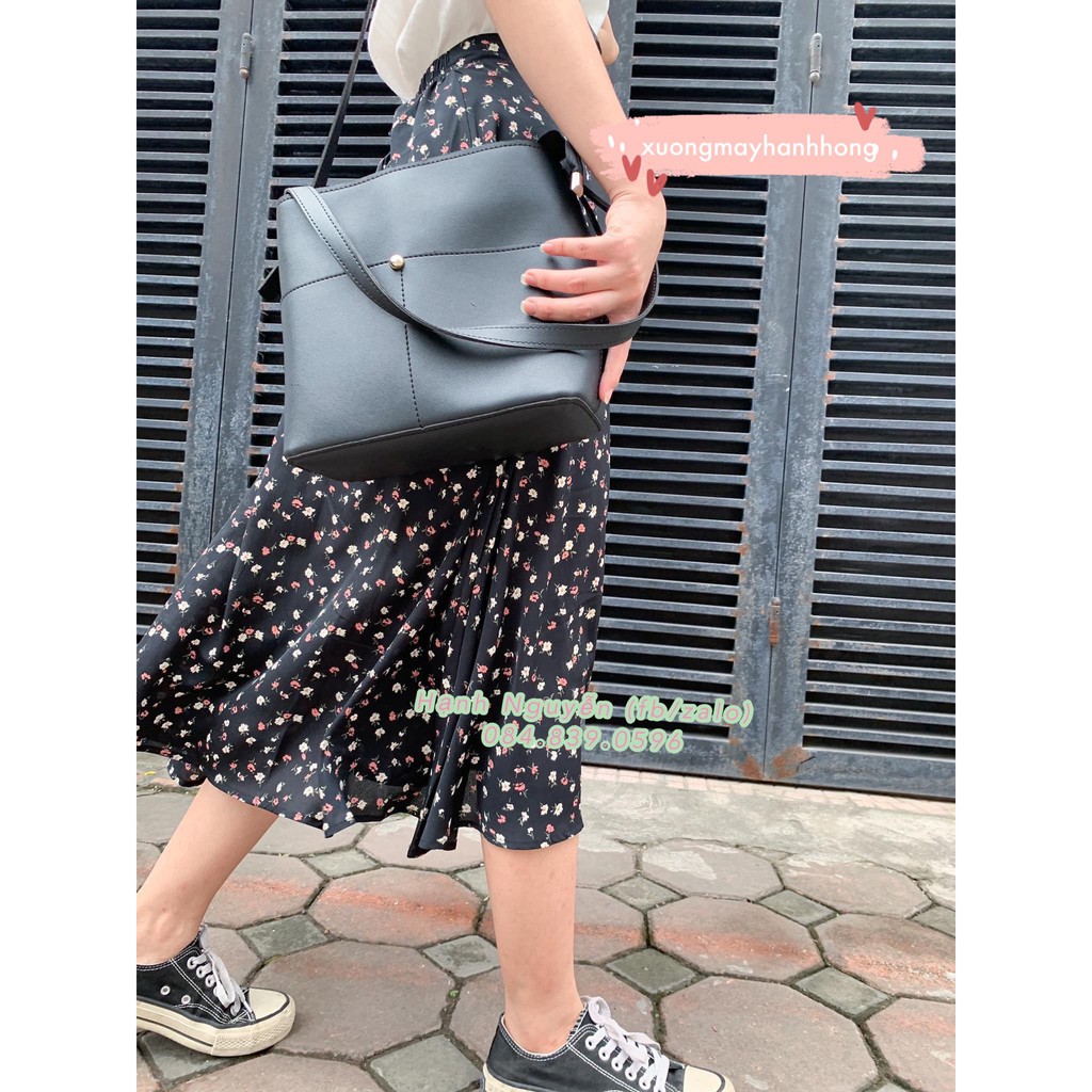 Giá sỉ Chân váy hoa vintage chiffon Ulzzang hai lớp dáng dài