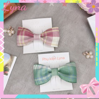 🎀 Kẹp tóc nơ kẻ caro