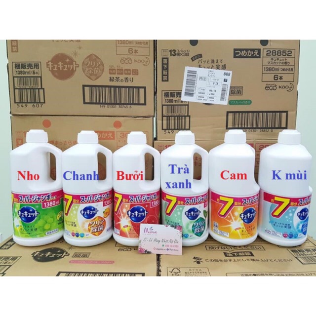 Nước rửa chén bát KAO 1380 ml hàng Nhật Bản