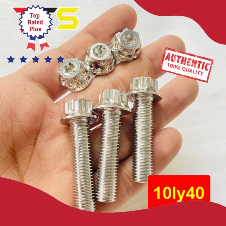 Ốc SALAYA 10LY trụ bông full size lắp chân gương, heo dầu, chân phuộc, treo pô xe số