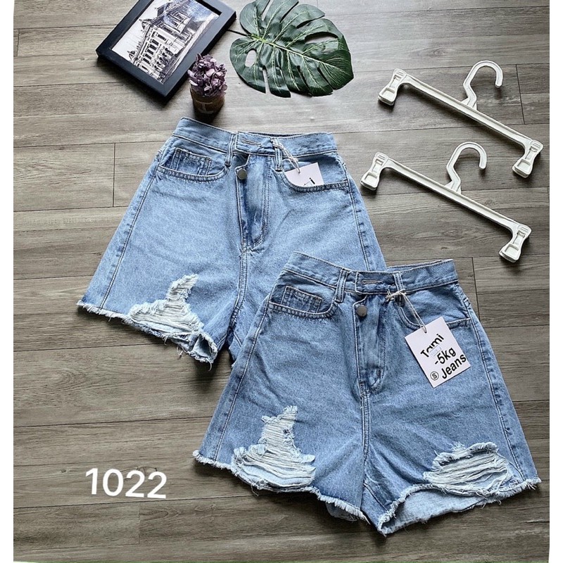 Quần short jean nữ rách size từ 40kg đến size đai 75kg mẫu rách quần short lưng cao hàng VNXK MS1022 - 2KJean