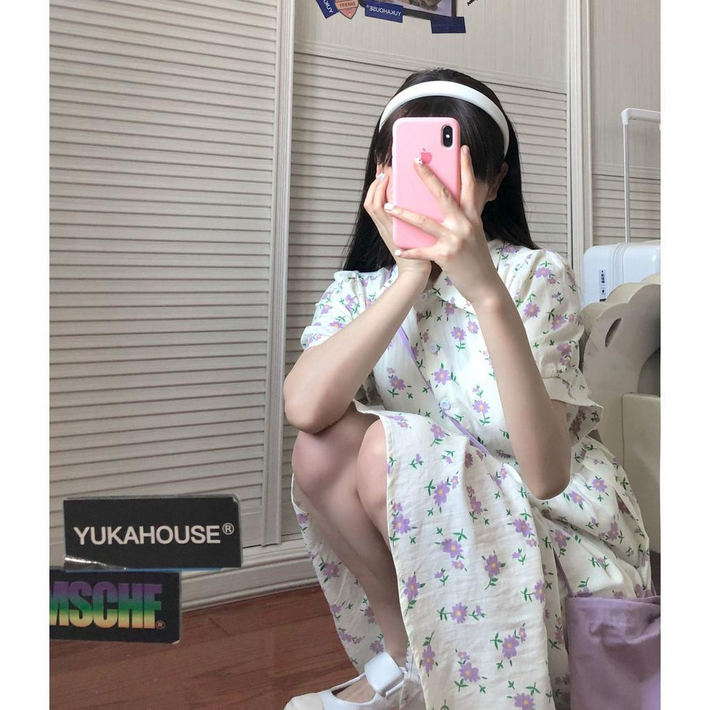 Loose and Thin Floral Dress Female Summer Doll Dress Sweet Short Sleeve Skirt