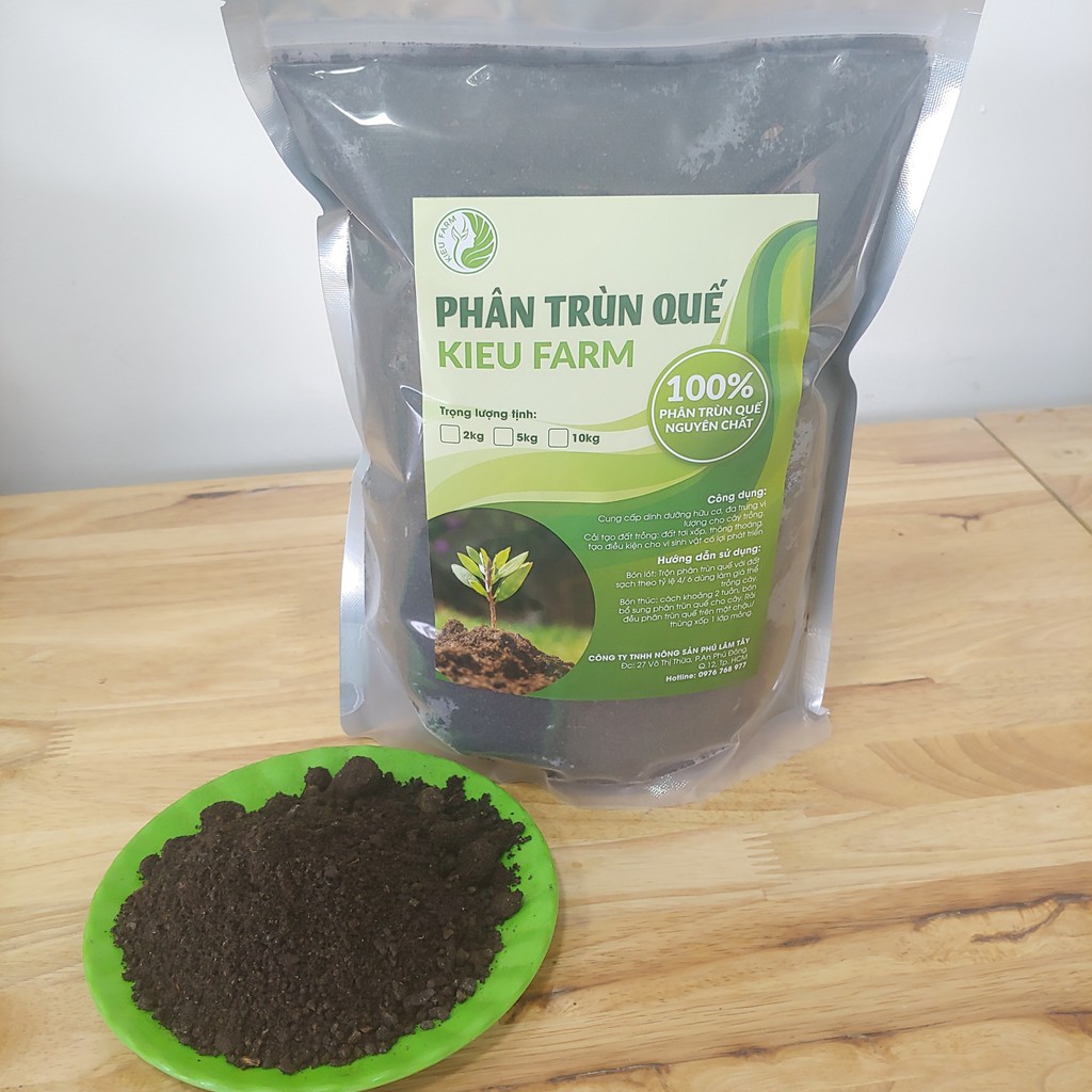 Phân trùn quế hữu cơ nguyên chất 5kg_Kieufarm