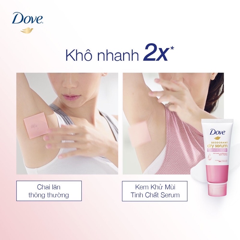 Kem Khử Mùi Tinh Chất Serum Dove Deodorant Dry Serum 40ml Đều Màu, Săn Chắc, Thu Nhỏ Lỗ Chân Lông