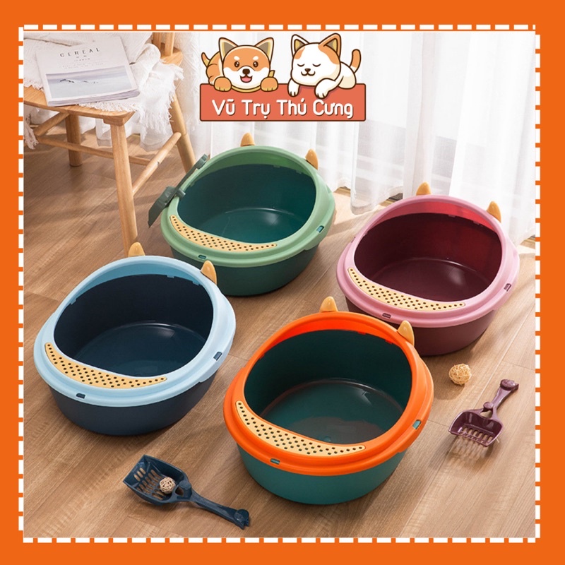Khay đựng cát vệ sinh cho mèo, nhà vệ sinh cho mèo nhỏ size 34x41cm, mẫu tai mèo