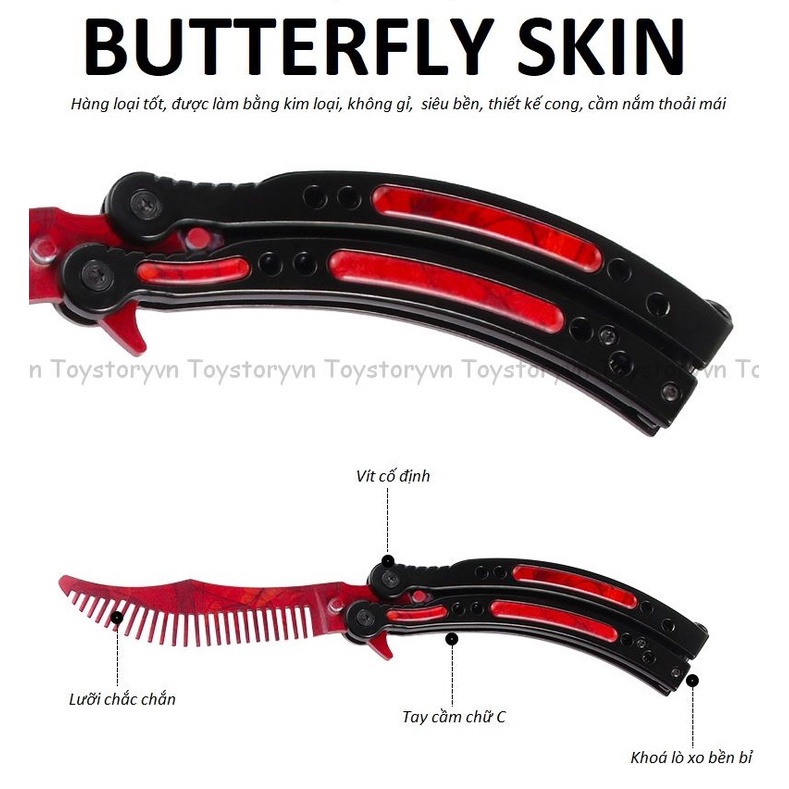 Lược Thép Tập Quay Loại Cao Cấp Dùng Tập Luyện - Mô Hình Phiên Bản Đời Thật Butterfly Skin CSGO Balisong
