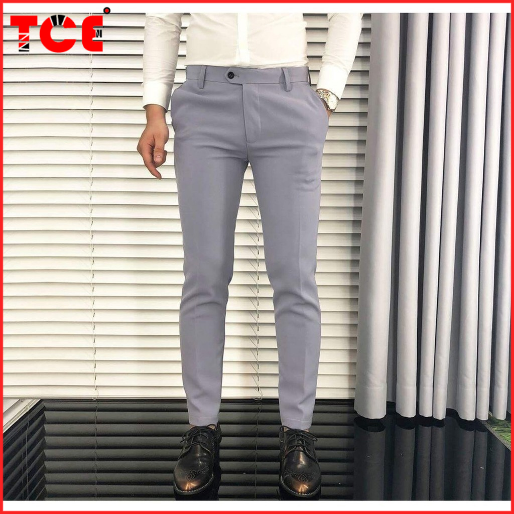 Quần âu nam phong cách Hàn Quốc dáng ôm thời trang vải chống nhăn không xù