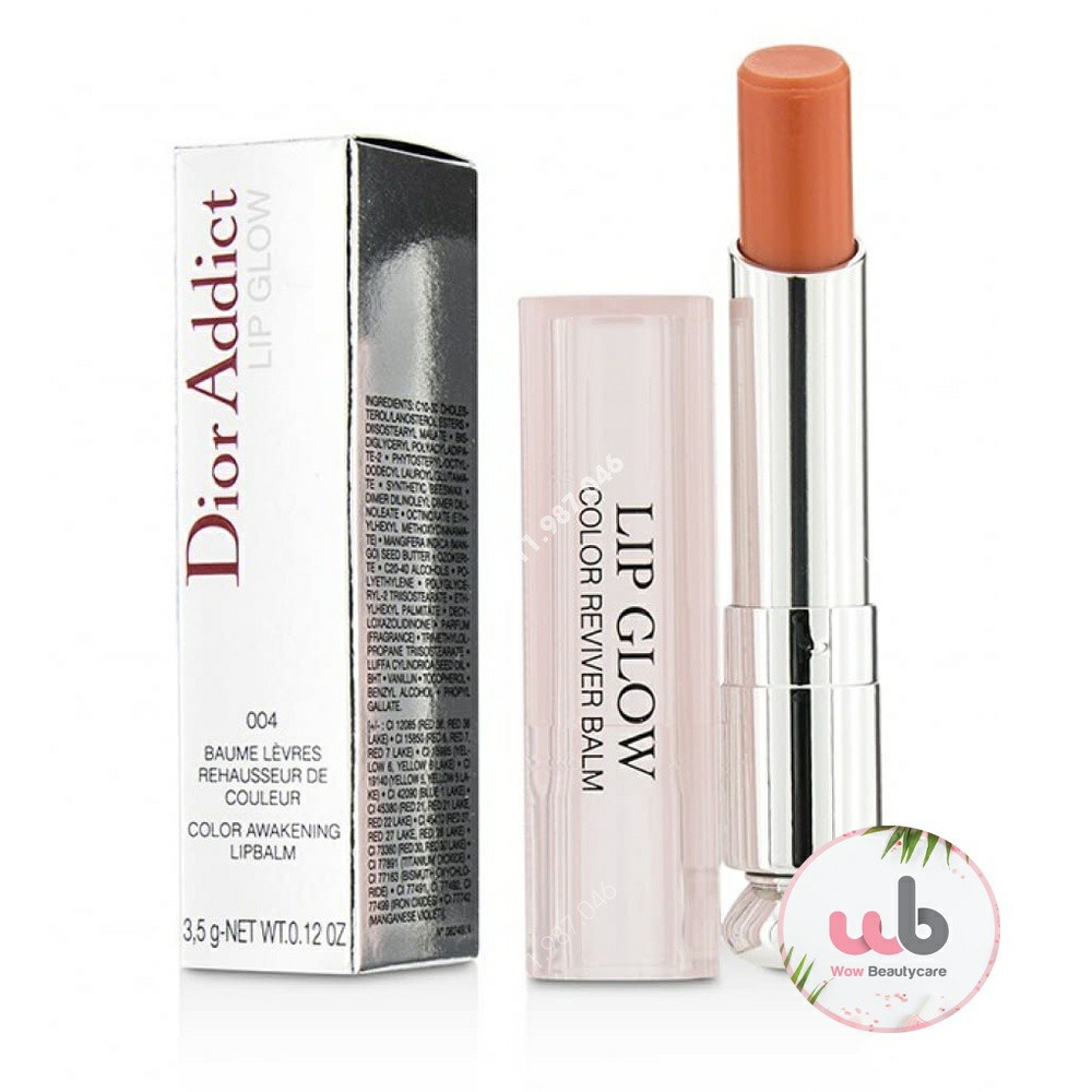 Son Dưỡng Dior 004 Coral Màu Cam Addict Lip Glow.Xuất Xứ Từ Pháp,Màu Cam Trẻ Trung,Tươi Tắn,Tặng Kèm Mặt Nạ Dưỡng Da.