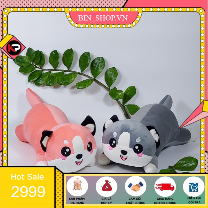 Gấu Bông Mèo Husky, Mèo Bông Alaska- Chất Liệu Nhung Mềm Mịn Co Dãn 4 Chiều 50cm