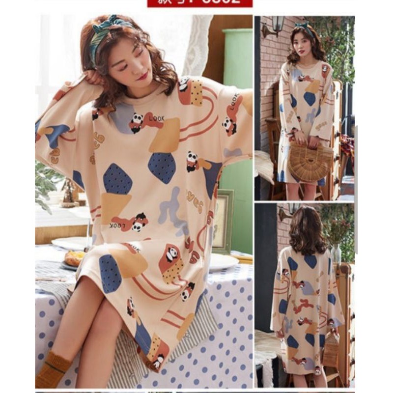 váy ngủ cotton dài tay | BigBuy360 - bigbuy360.vn