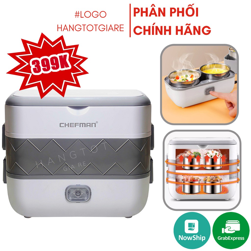 Hộp Cơm Hâm Nóng CHEFMAN CM-121i 2 Tầng 4 Khay Đựng Thức Ăn Tiện Dụng