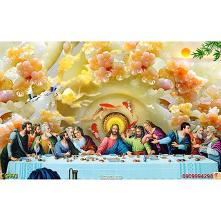 Tranh dán tường 3d hình Tiệc Ly Chúa Jesus, Gia Đình Thánh Gia