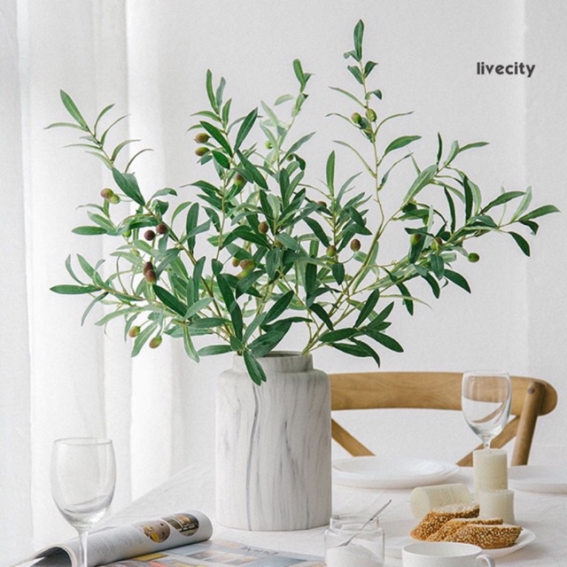 Cành oliu , Ô Liu giả dài 95cm kèm quả decor