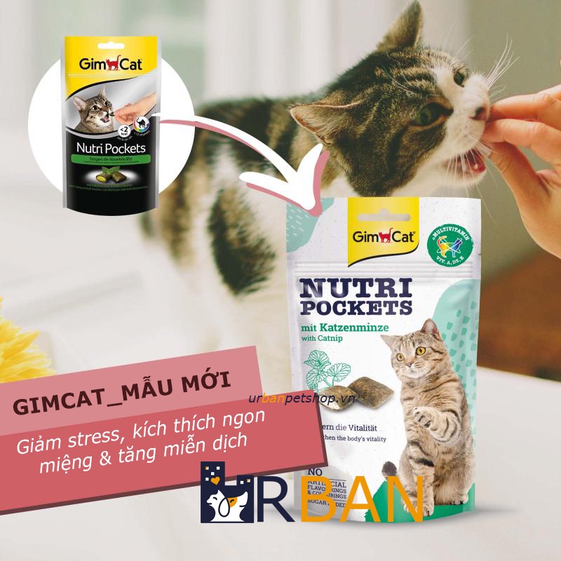 𝗨𝗿𝗯𝗮𝗻_𝗚𝗜𝗠𝗖𝗔𝗧 NUTRI POCKETS Snack có nhân cho mèo_Bánh thưởng cho mèo 𝗺𝗼̛́𝗶