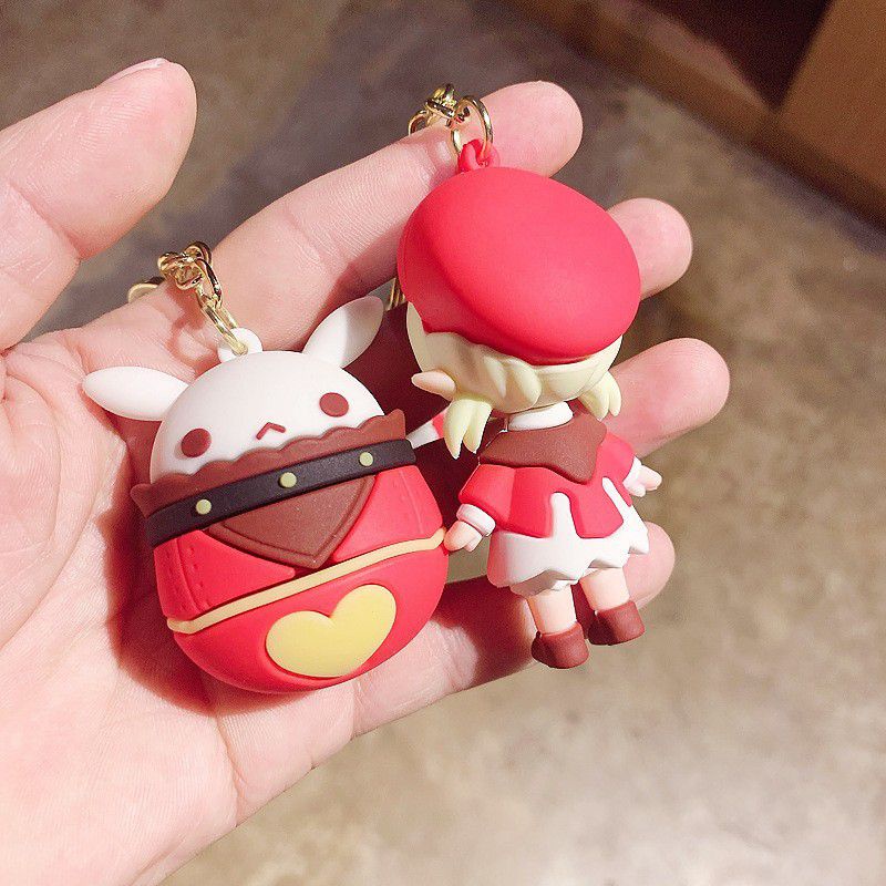 7cm game Genshin Impact Klee Bomb Doll Keychain Bag Pendant Cartoon Cosplay Cute Gift