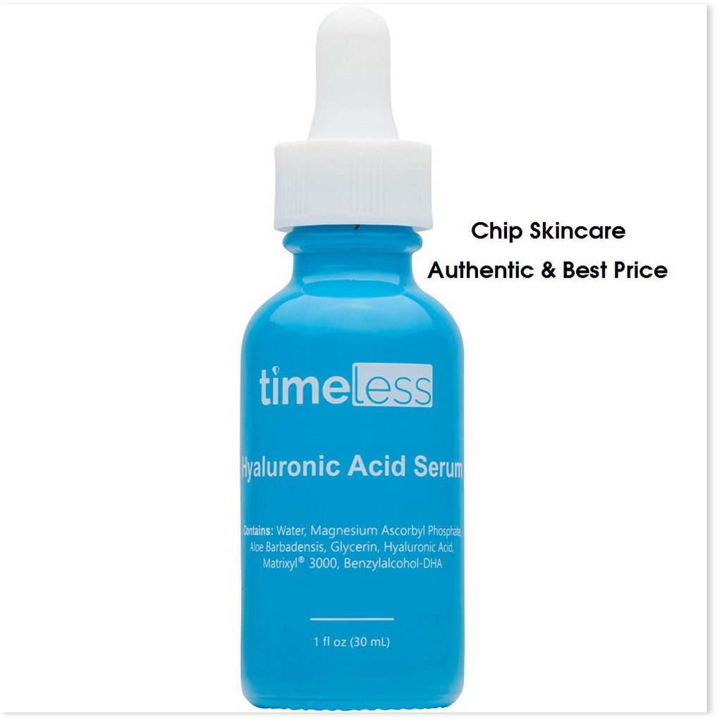 [Mã giảm giá mỹ phẩm chính hãng] [Mẫu Mới] Hyaluronic Acid + Vitamin C Serum Cấp nước sáng da Timeless 30ml Chip Skincar
