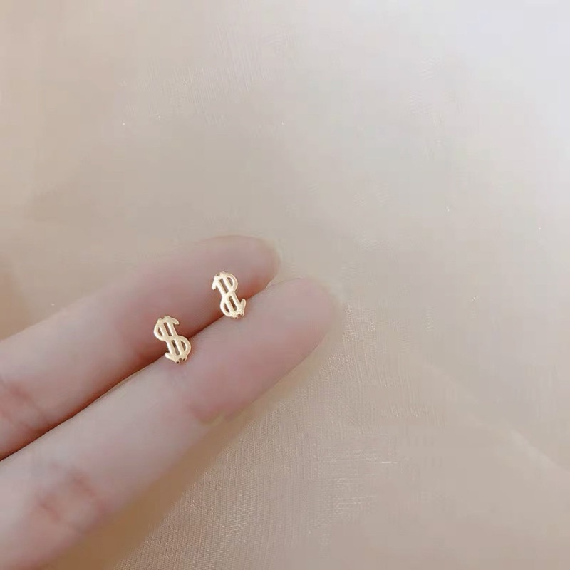 Đôi bông tai bạc S925 hình kí hiệu đô la thời trang cho nữ