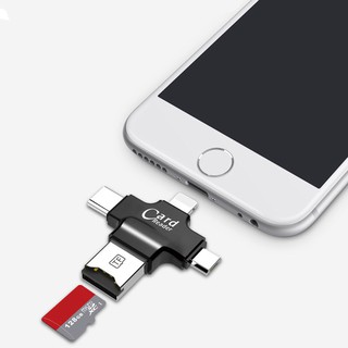 Đầu đọc thẻ nhớ 4 trong 1 cho điện thoại ios micro usb type c otg micro sd tf