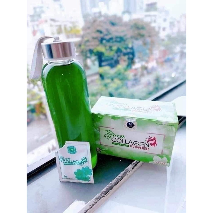 Diệp Lục Collagen Green Chính Hãng hỗ trợ Giảm Cân giảm mụn trắng da, ngăn ngừa lão hóa Hộp 30 Gói