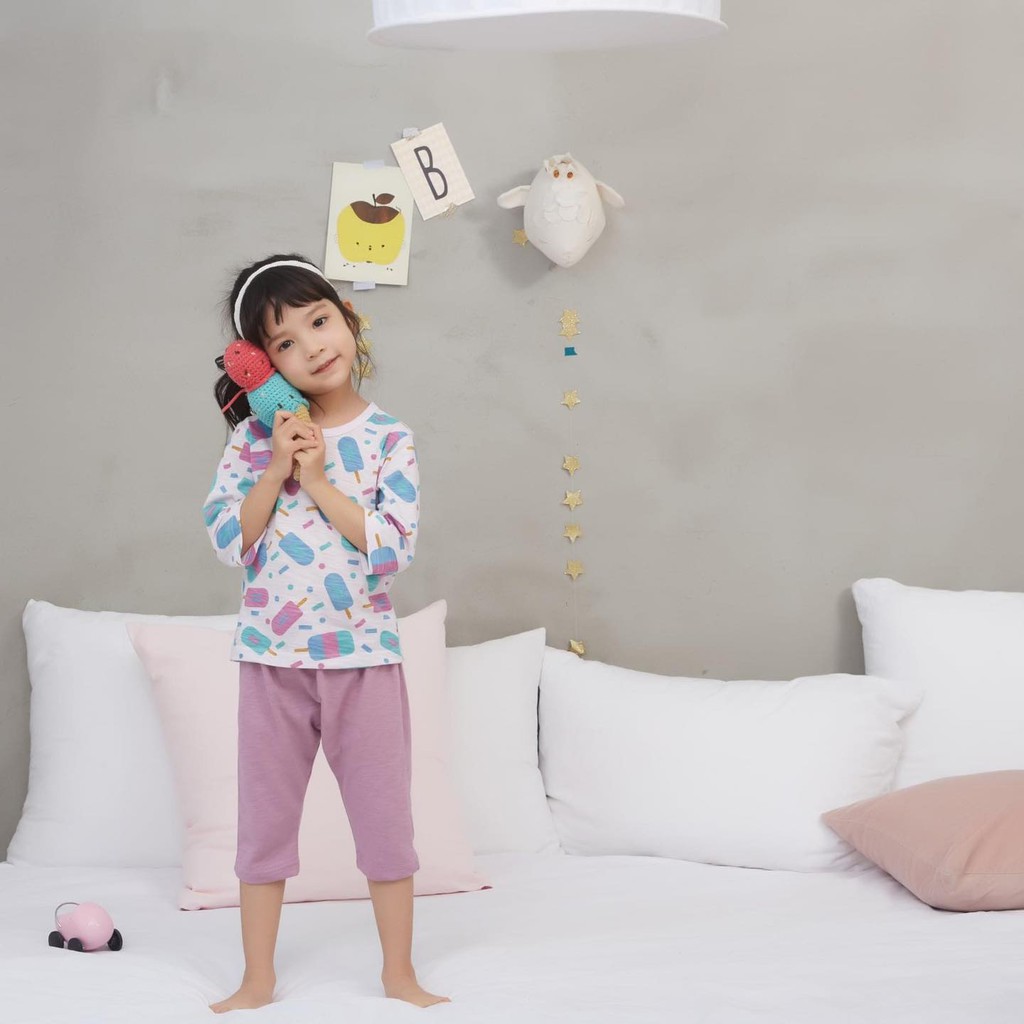 Bộ ngủ lửng cho bé - Kem - Nhập khẩu Hàn Quốc
