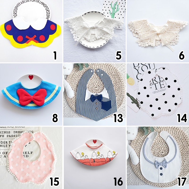 Yếm Ăn Cotton 360 Độ Chống Thấm Nước Họa Tiết Hoạt Hình Xinh Xắn 0147-1