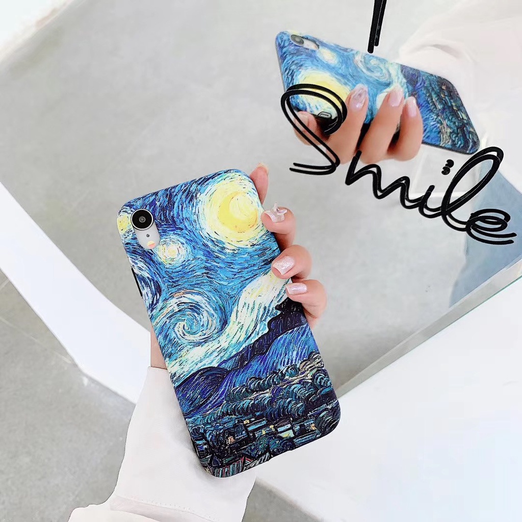 Ốp điện thoại IMD hình tranh sơn dầu Van Gogh cho iPhone7Plus/8plus iphoneX/XSMAX iphone11 12 13 Pro Max