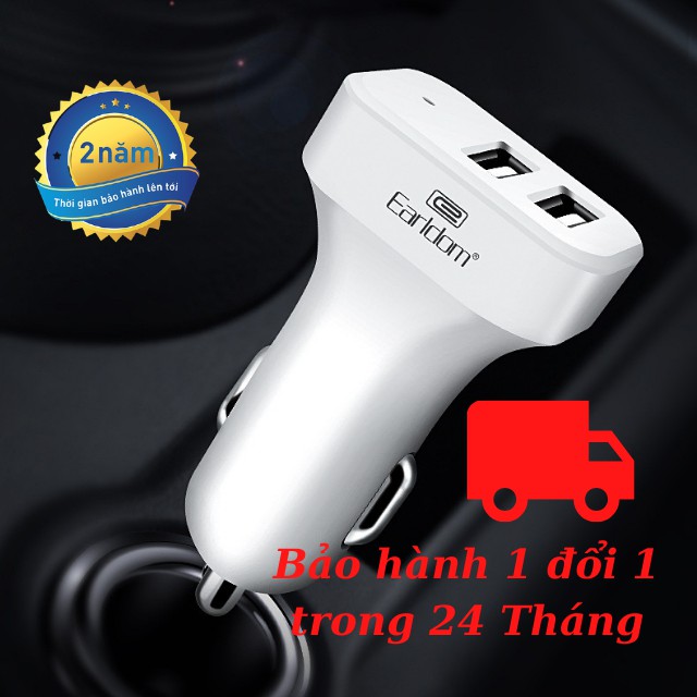 [ Bảo Hành 1 Đổi 1 24 Tháng ] Tẩu Sạc ô tô⚡️FREESHIP⚡️ Tẩu Chia 2 Đầu Sạc Chính Hãng EarlDom Dùng Được Cho Mọi Loại Xe