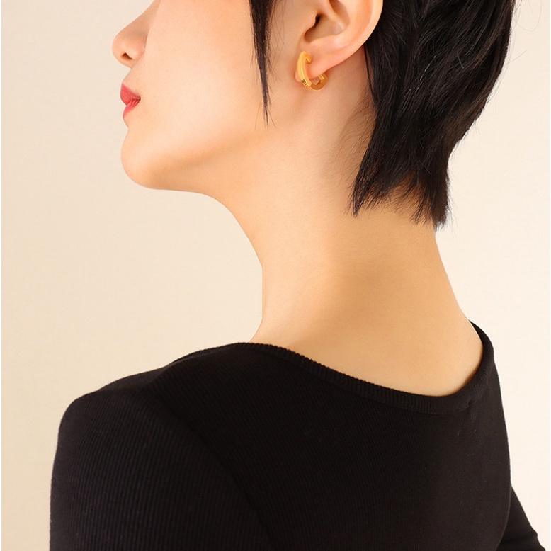 Bông Tai Khoen Hình Học Titan Ko Đen TT 4244