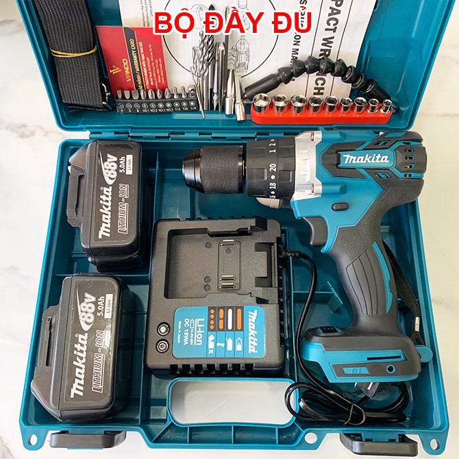 Máy Khoan Pin Makita 118V 3 Chức Năng, Loại Không Chổi Than, Đầu Auto Lock 13mm  SIÊU KHOẺ KHÁNG NƯỚC, máy cầm tay mini