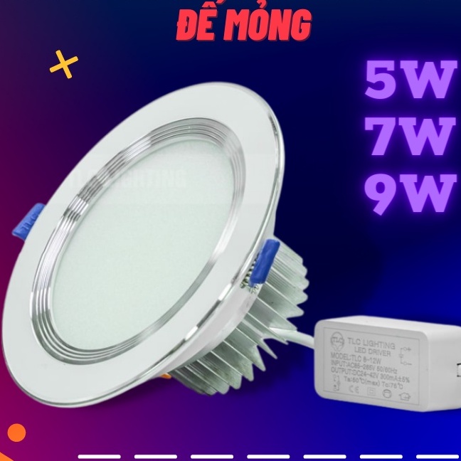 Đèn panel âm trần, Led vuông 600x600 chống chói đế mỏng ĐƠN SẮC công suất 5W, 7W, 9W TLC chính hãng bảo hành 24 Tháng