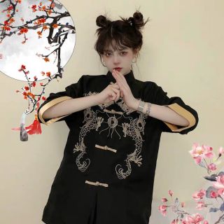[order] Có ảnh thật - Áo shanghai thêu rồng, vải đũi mềm loại 1  hãng MDD style