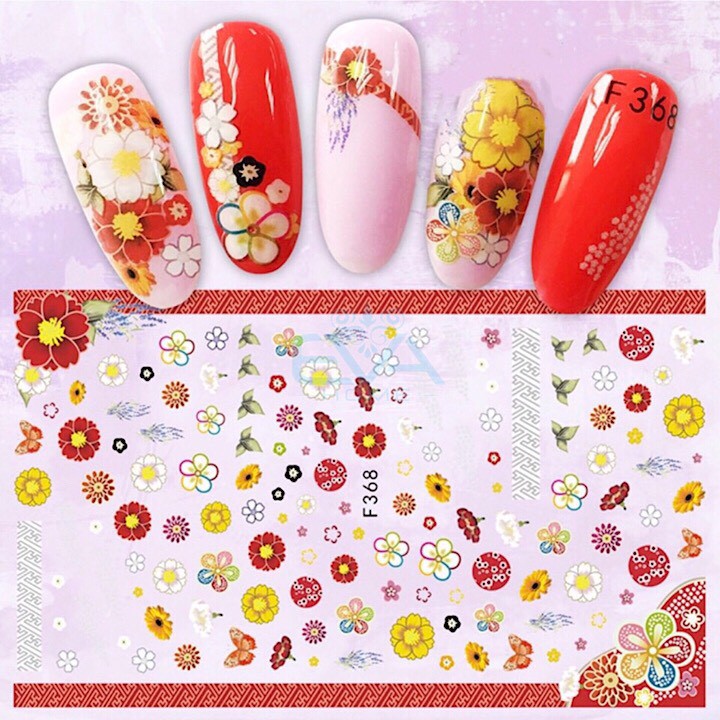 Miếng Dán Móng Tay 3D Nail Sticker Tráng Trí Hoạ Tiết Bông Hoa F368