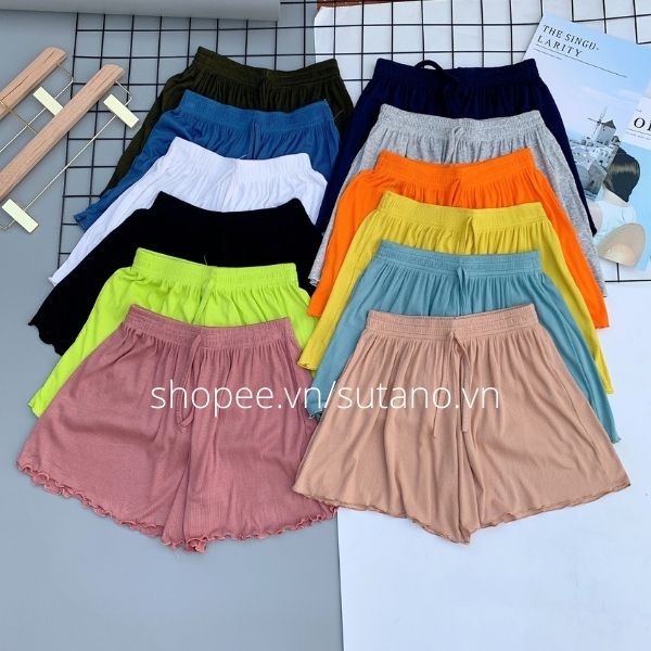 Quần short thun lạnh cạp chun - sooc mặc nhà mùa hè, Quần ngủ vải cotton mịn mát co giãn q604 sutano