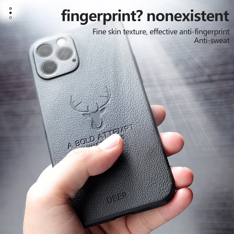 Sang Trọng Ốp Điện Thoại Da Chống Sốc Họa Tiết Chú Hươu Cho iphone 14 13 12 11 pro max 14plus