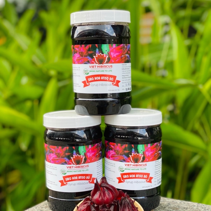 [Combo 3 hủ] Siro hoa Atiso đỏ/syrup hihiscus chua ngọt không kèm mứt