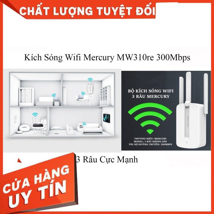 (  Siêu rẻ ) Kích sóng wifi Mercury 3 râu MW301RE – Tốc độ 300Mbps cực mạnh cắm trực tiếp ổ điện